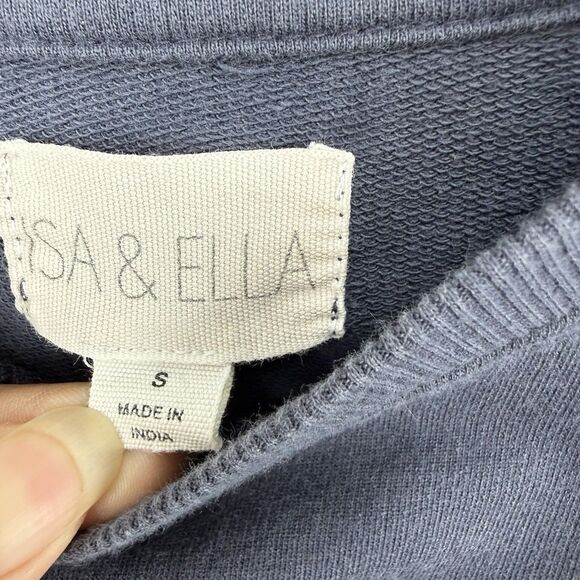 Isa & Ella Women’s Cropped Crewneck Pullover Sweatshirt Gray Small - Picture 5 of 12